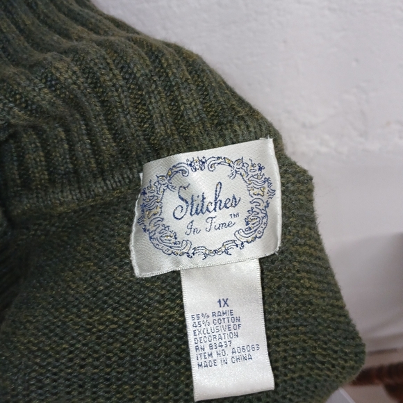 Stitches In Time Womes 1x Green Collard  Zip Up Cardigan With Embroided... - Picture 5 of 6